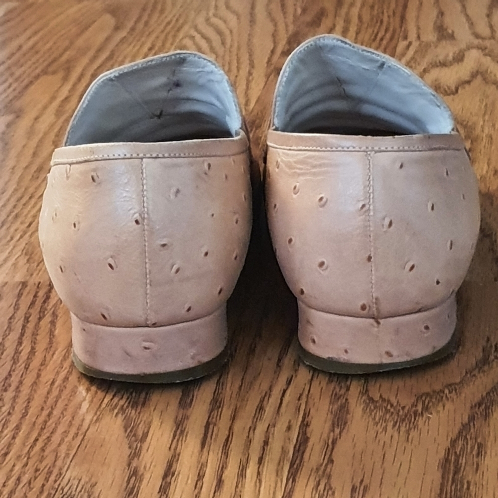 Emporio Armani Ostrich Leather Heeled Loafers Womens Size 35 - Picture 9 of 15